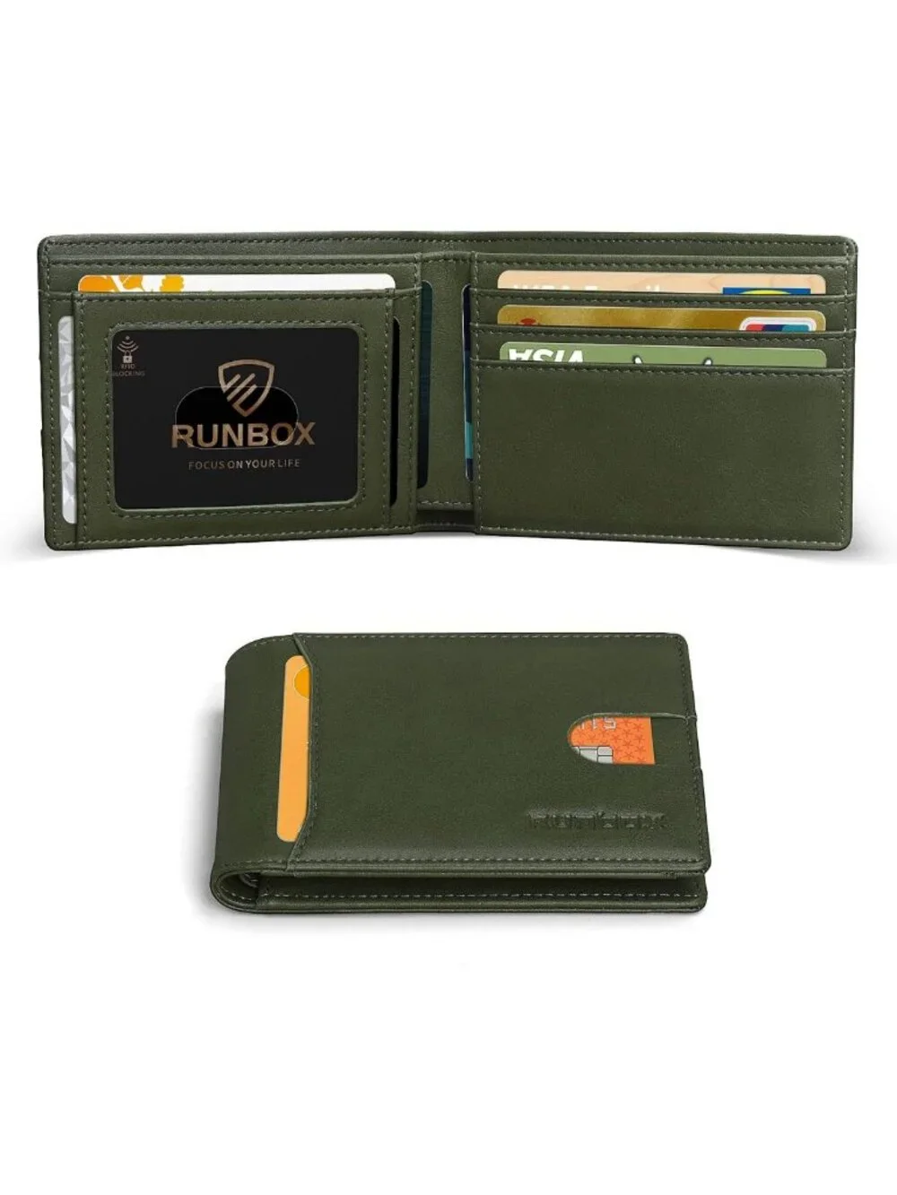Slim Leather Bifold Wallet for Men, RFID Blocking, Compact Card Holder, Stylish